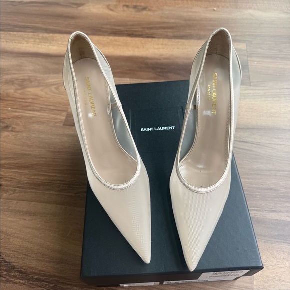 Saint Laurent Cream Stiletto Heels - Picture 1 of 7